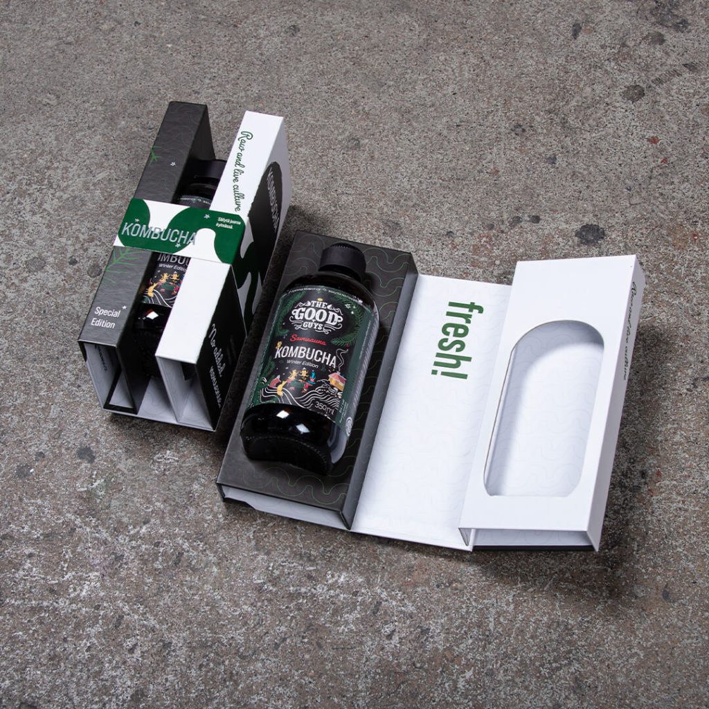 Pahvirunkoinen pakkaus vyötteellä